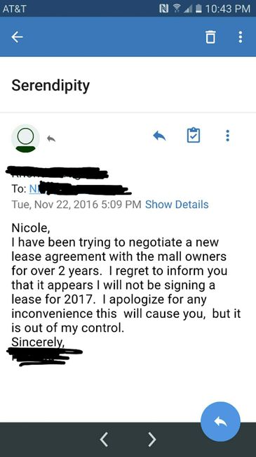 Finally found back up venue!