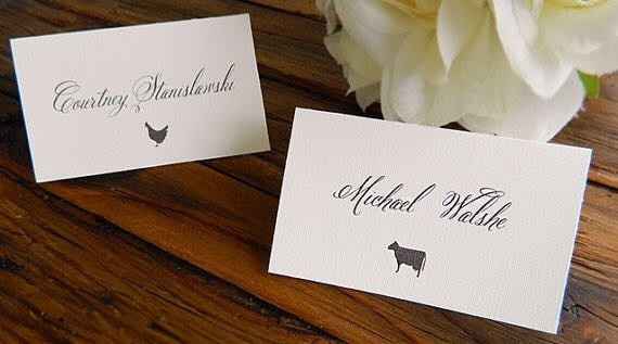 Creative placecards to indicate meal choice