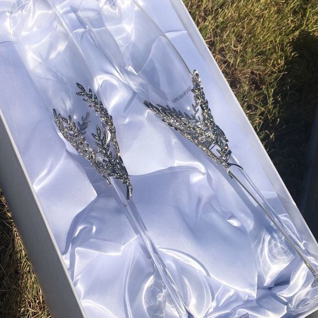 Champagne flutes and cake cutting sets!