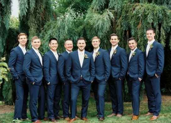 Navy groom deals gray groomsmen