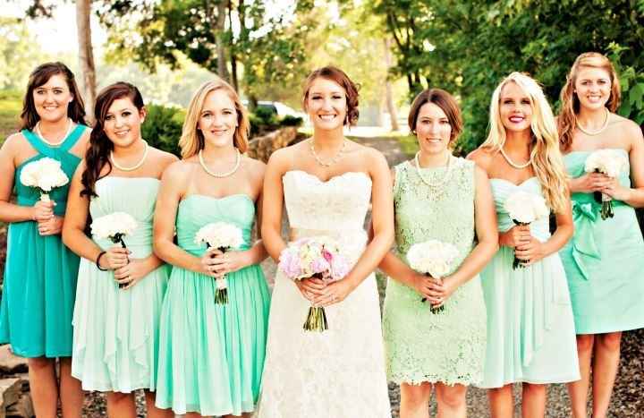 Bridesmaids Dresses: All one color or mixed?