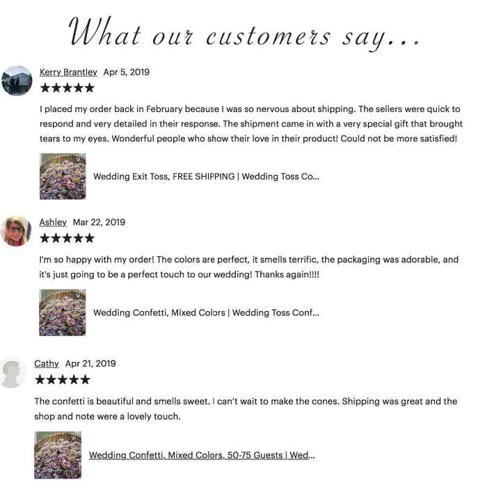 Wedding confetti comments