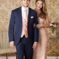 metallic rose gold and navy blue?