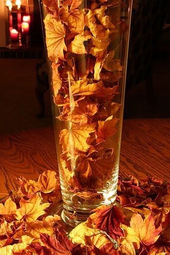 Dried leaves in vase