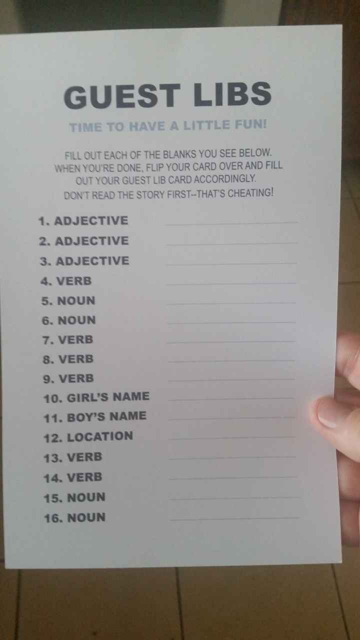Wedding Mad Libs
