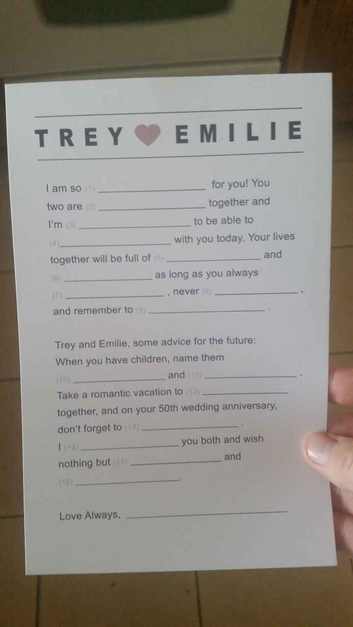 Wedding Mad Libs