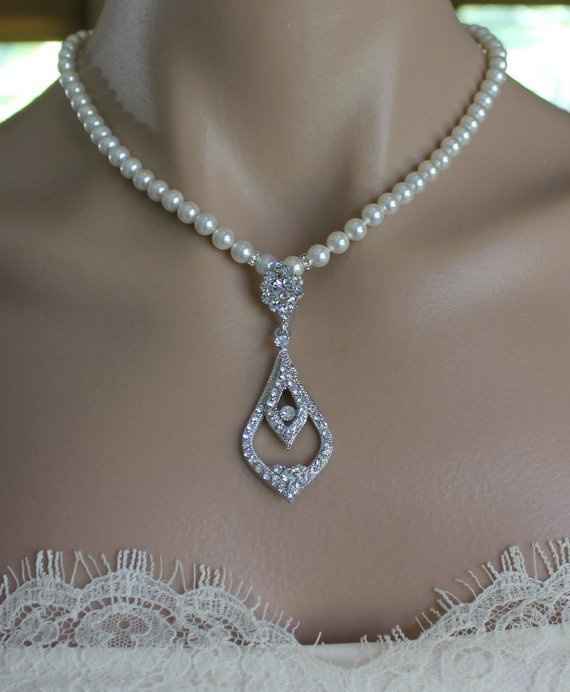 Which necklace works better with my wedding dress? Finally narrowed it down to 2! *PICS!