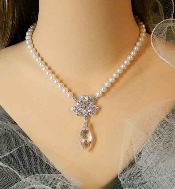 Which necklace works better with my wedding dress? Finally narrowed it down to 2! *PICS!