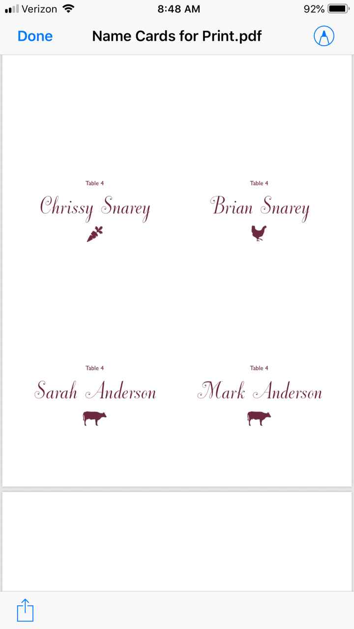 What are you doing to denote "chicken" / "beef" etc on your cards? - 1