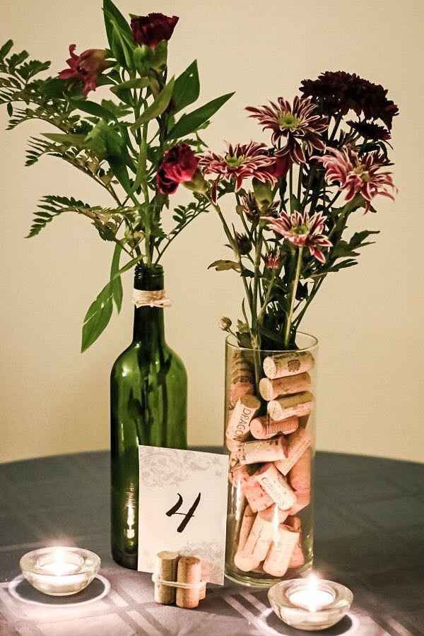 Wine bottle centerpieces!