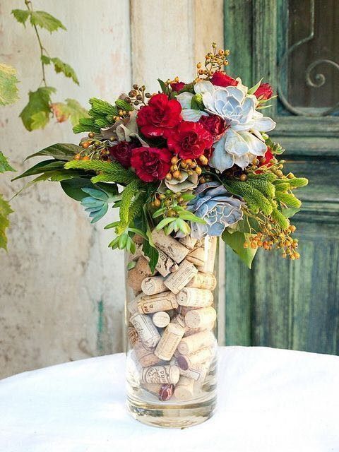 Wine bottle centerpieces!