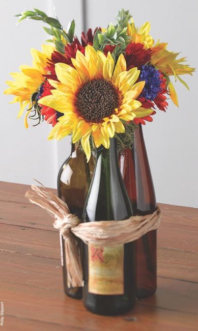 Wine bottle centerpieces!