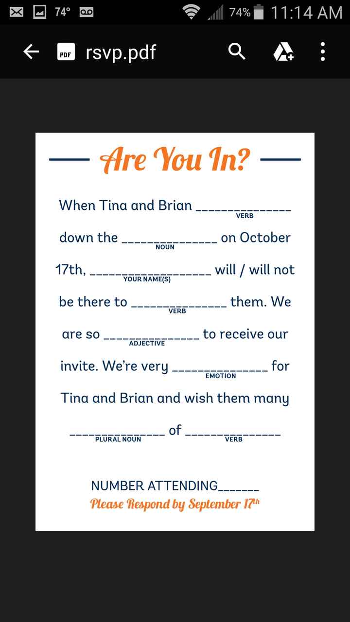 These are our invites and rsvps