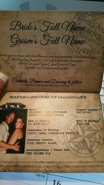 Destination Wedding Brides... awesome invitation idea!