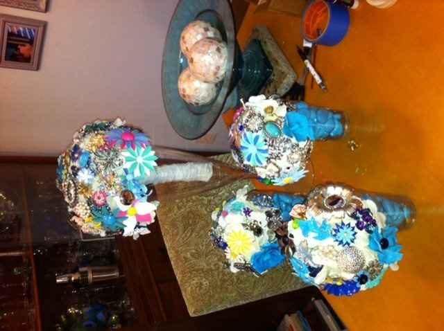 Brooch Bouquet work in progress. Need Ribbon Help