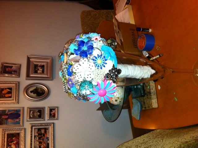 Brooch Bouquet work in progress. Need Ribbon Help