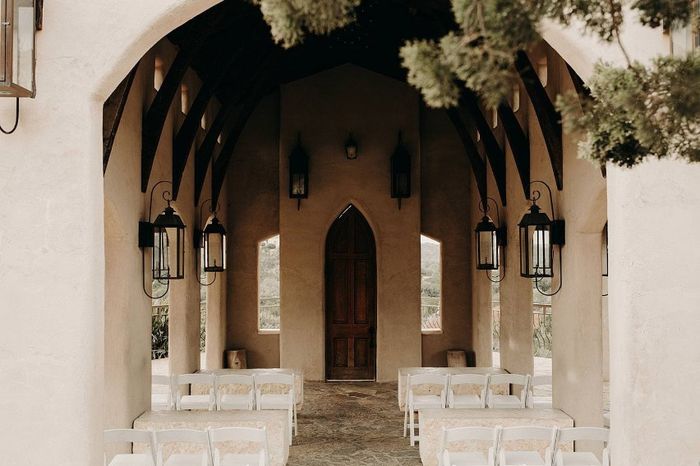 behind the door is a large bell and the custom is for the couple to ring it together after the I Dos