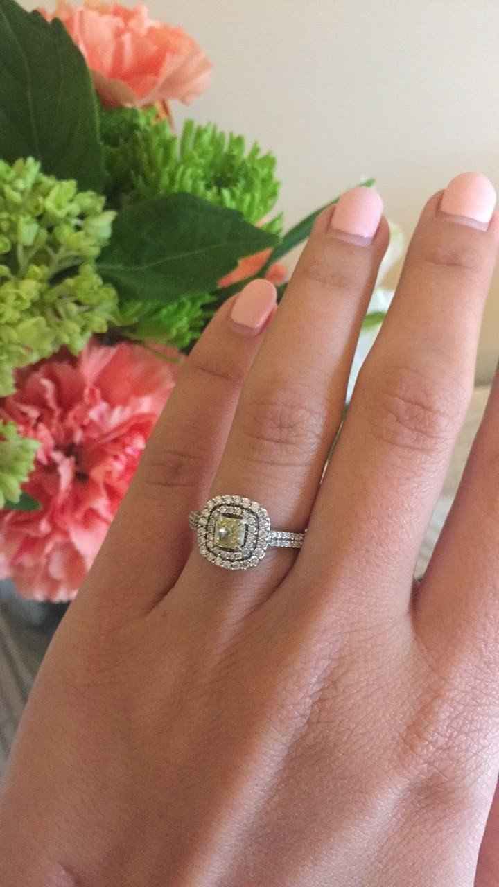 FH picked out himself, love my cannery yellow diamond and double halo!