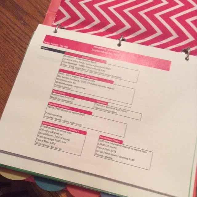 OCD much - spreadsheets and wedding binder