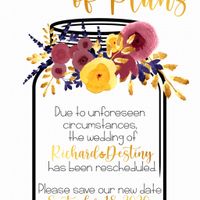 Wedding Postponement Cards/ Invitations - 1