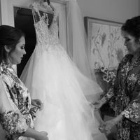 Mom and I looking at my dress