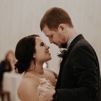 I'm having a great time, he's trying not to step on my dress 