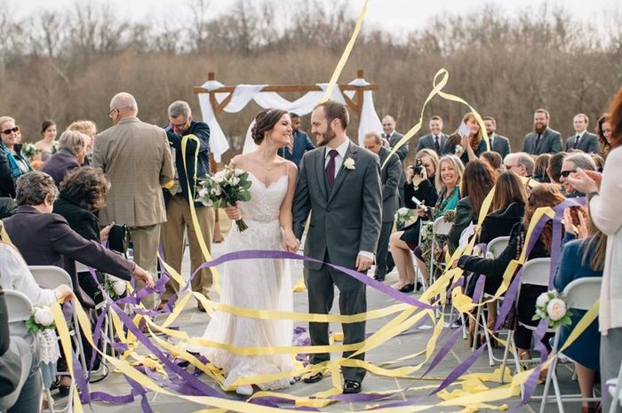 We both graduated from James Madison University and purple and gold streamers are a tradition at JMU