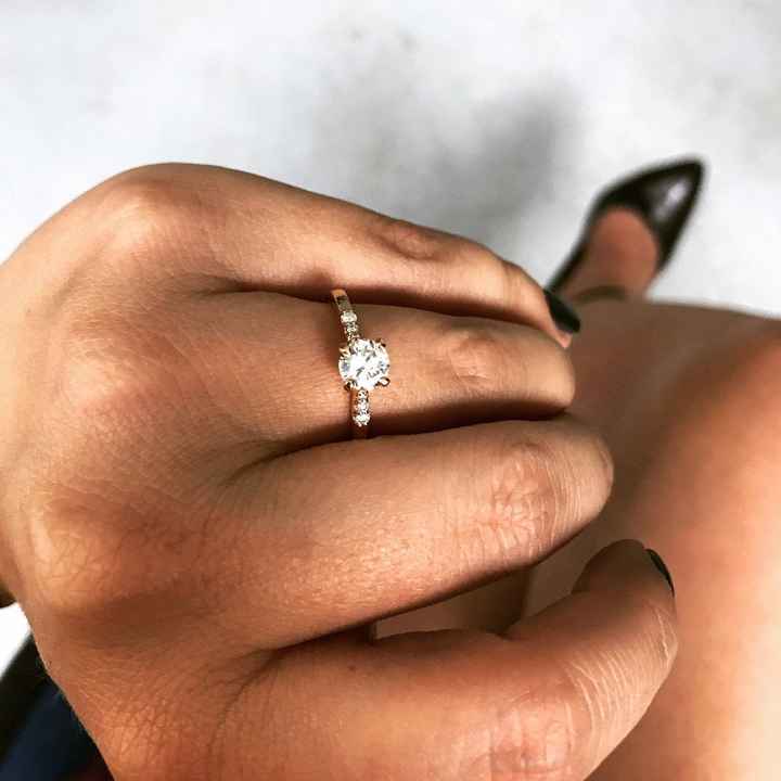 Rose gold engagement ring, solitaire with melee stones