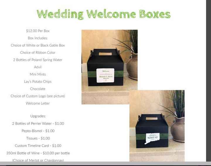 Wedding Welcome Box Photo - finally able to add! :)