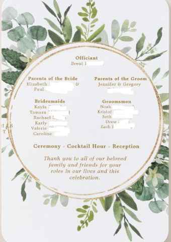 Wedding Program Fan