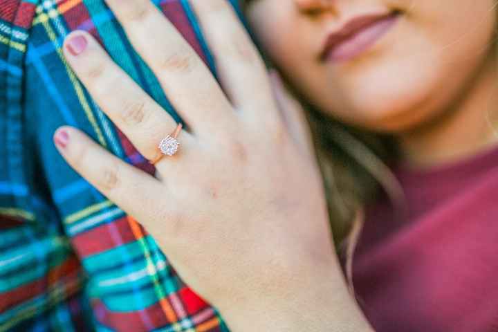 Rose gold cluster solitaire!! I love it!! The wedding band REALLY makes it pop!