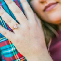 Rose gold cluster solitaire!! I love it!! The wedding band REALLY makes it pop!