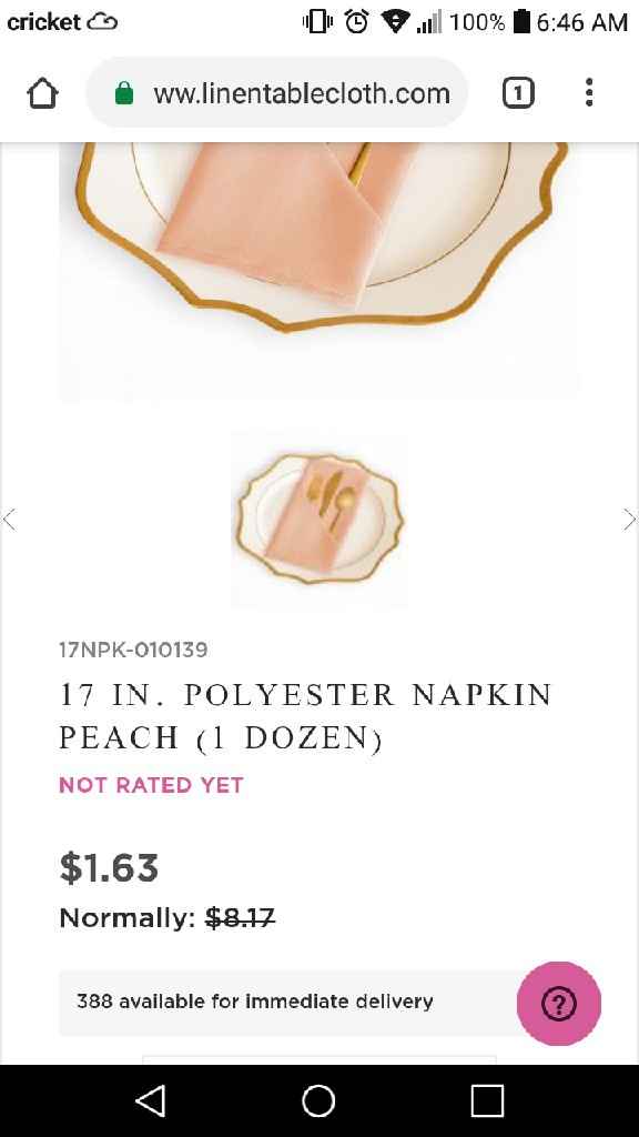 1 dozen peach napkins on clearance for 1.63!!! - 1