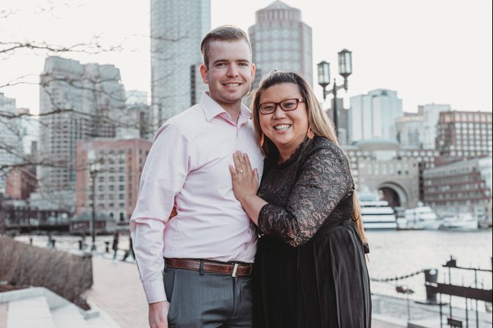 Engagement night at the water front in Boston. 