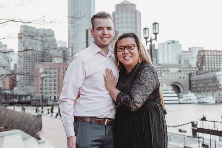 Engagement night at the water front in Boston. 