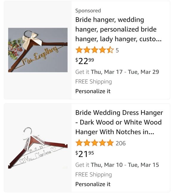 Wooden Personalized Bridal Hangers 2