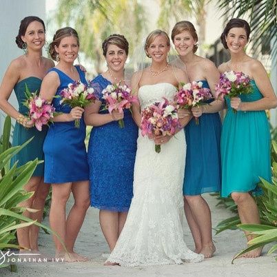 Mismatched bridesmaid attire