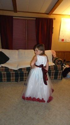 My flower girl in her dress!  Pics