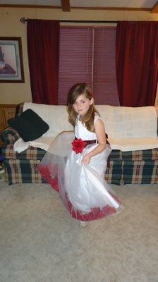 My flower girl in her dress!  Pics
