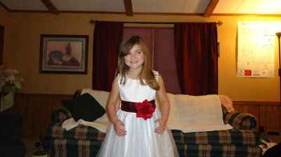 My flower girl in her dress!  Pics
