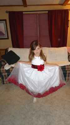 My flower girl in her dress!  Pics