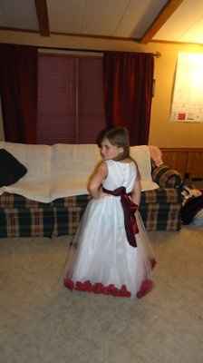 My flower girl in her dress!  Pics