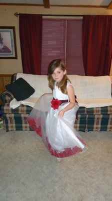 My flower girl in her dress!  Pics