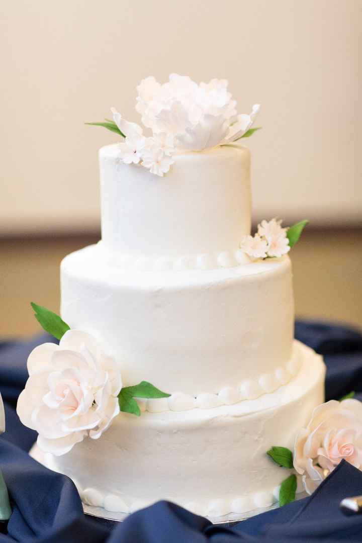 Cake was from Sam's..it was simple white with buttercream. I purchased handmade sugar flowers from E