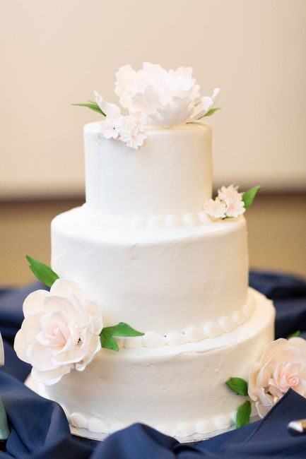Cake was from Sam's..it was simple white with buttercream. I purchased handmade sugar flowers from E