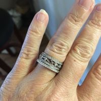 Wedding bands with a different metal than the e-ring. Pics please!