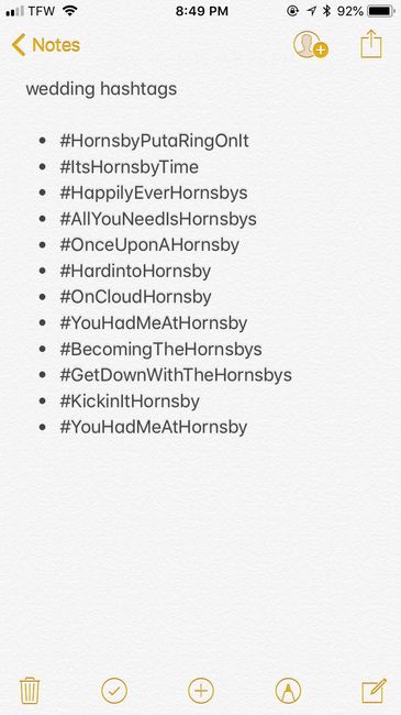 Hornsby Wedding Hashtags 1