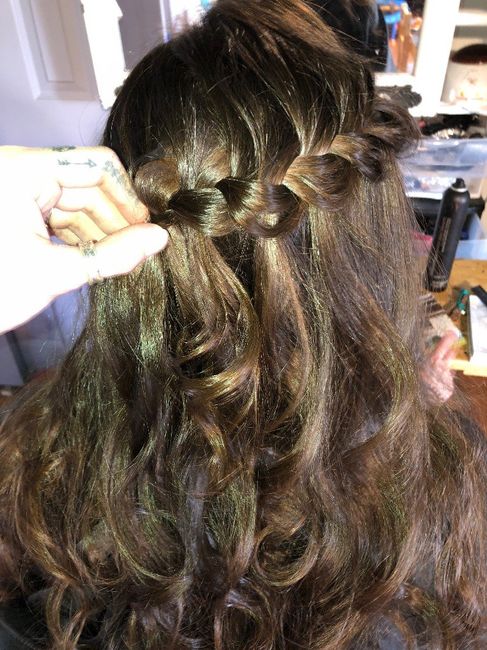 Waterfall braid with curls 5