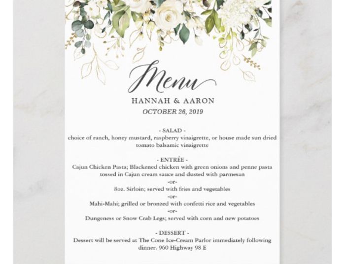 Restaurant Reception Menu - 1