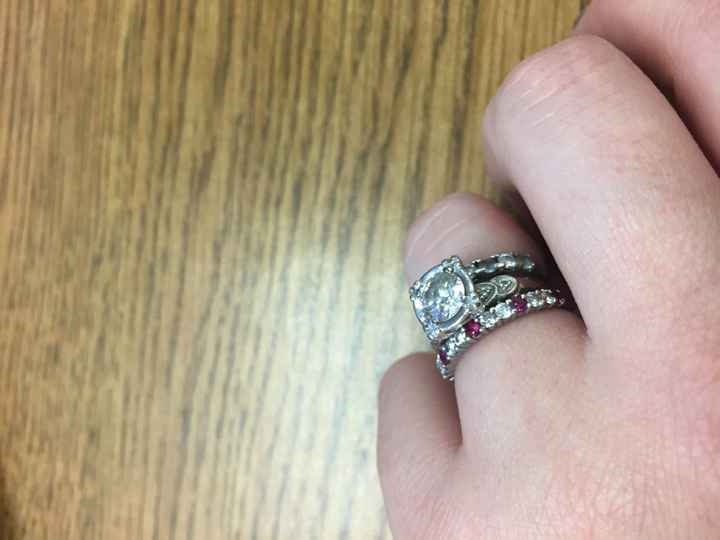 Wedding bands with different colored stones